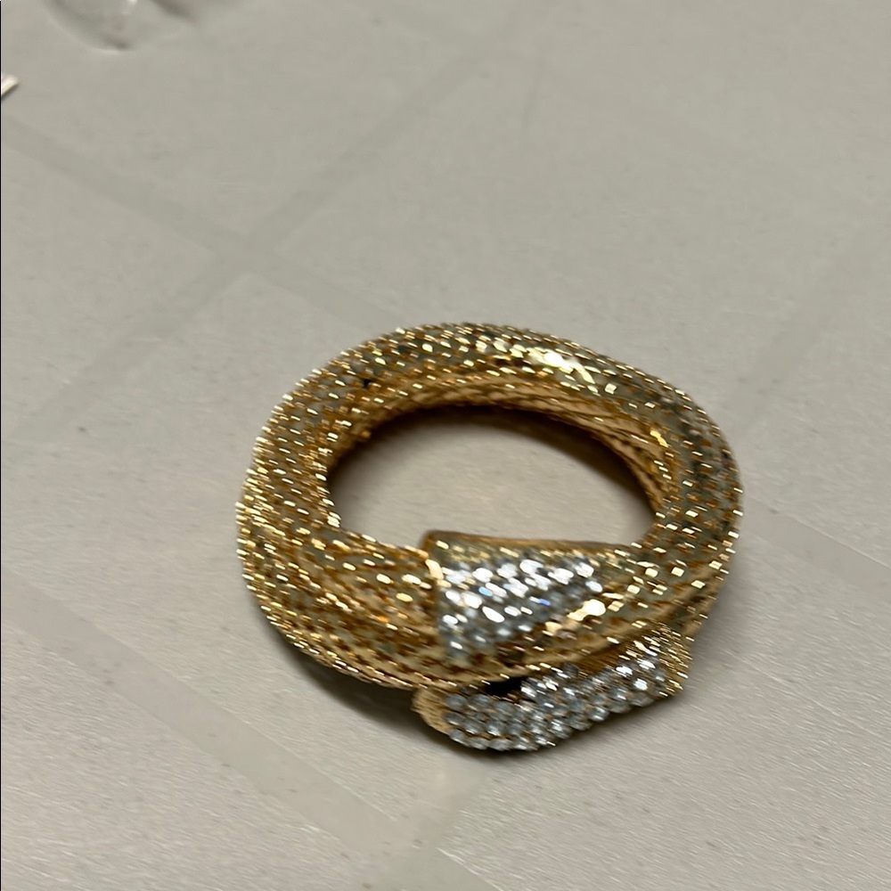 Gold tone and Silvery Serpent Bracelet with Sparkling Embellishments - Picture 5 of 12